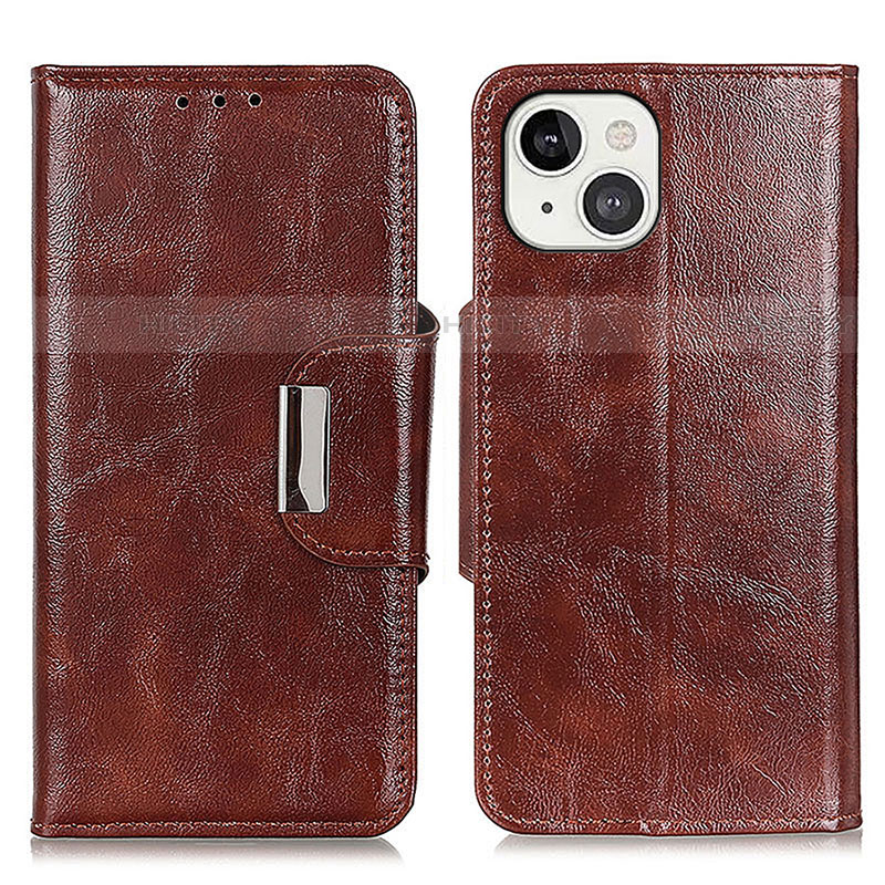 Coque Portefeuille Livre Cuir Etui Clapet A01 pour Apple iPhone 13 Marron Plus