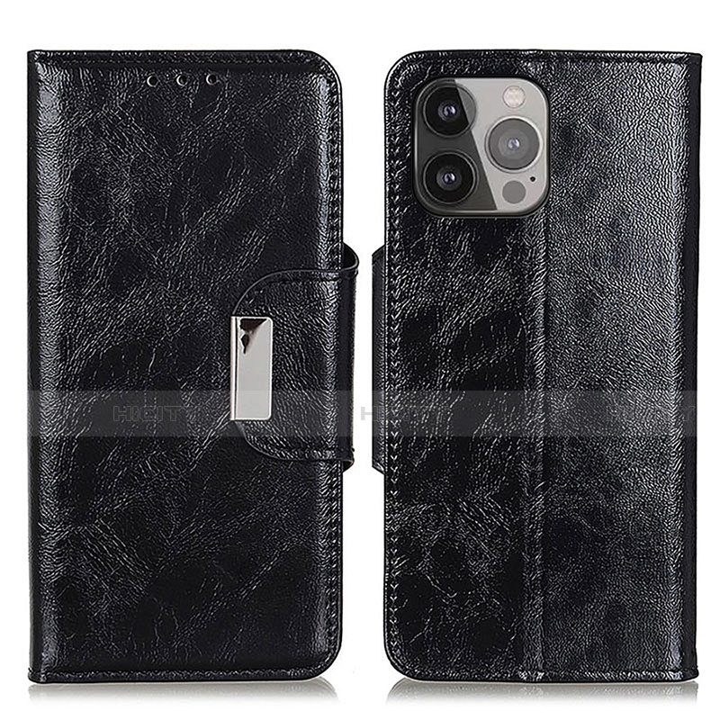 Coque Portefeuille Livre Cuir Etui Clapet A01 pour Apple iPhone 14 Pro Max Noir Plus