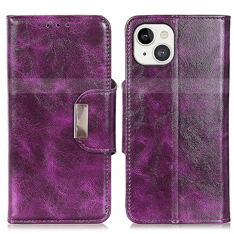 Coque Portefeuille Livre Cuir Etui Clapet A01 pour Apple iPhone 15 Violet Plus