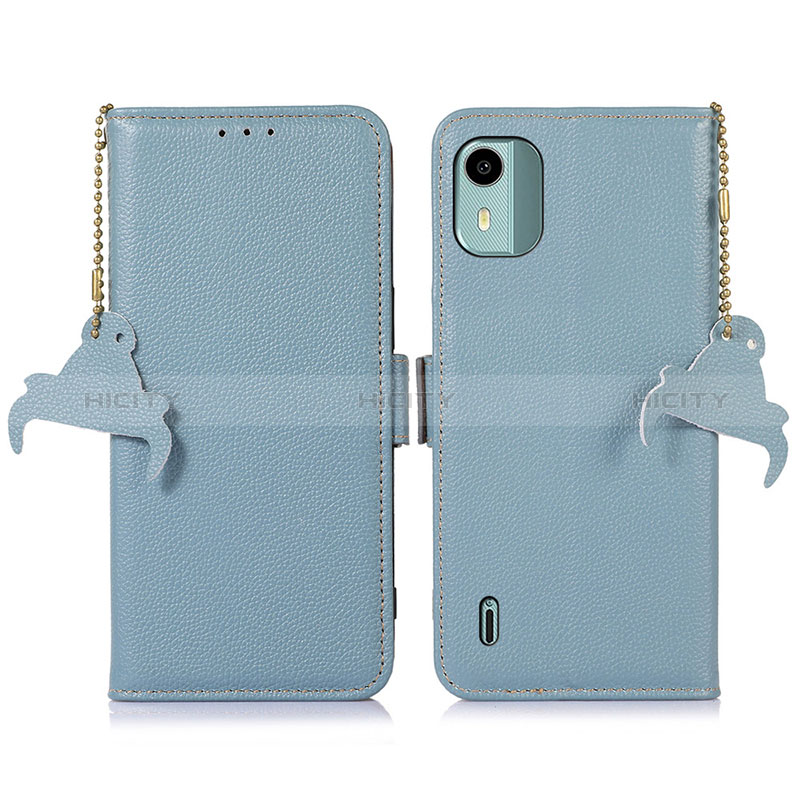 Coque Portefeuille Livre Cuir Etui Clapet A01D pour Nokia C12 Pro Bleu Clair Plus