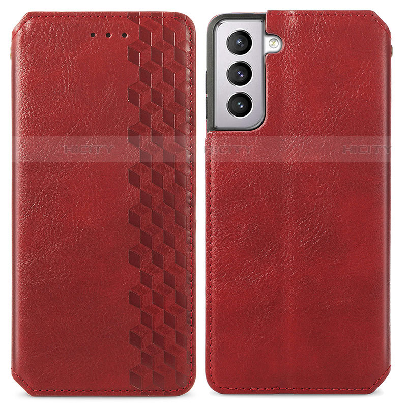 Coque Portefeuille Livre Cuir Etui Clapet A01D pour Samsung Galaxy S21 5G Rouge Plus