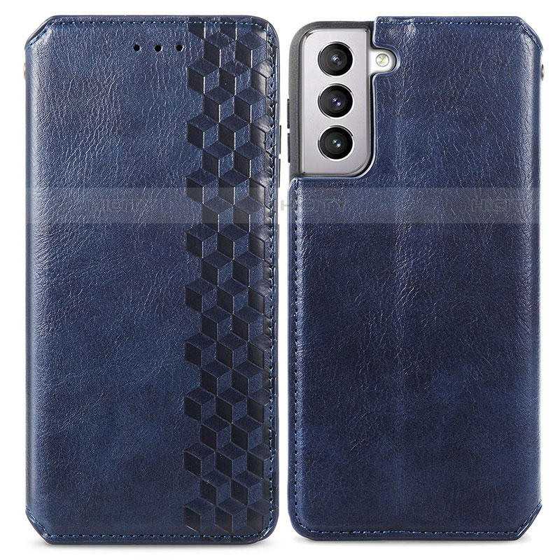 Coque Portefeuille Livre Cuir Etui Clapet A01D pour Samsung Galaxy S21 Plus 5G Bleu Plus