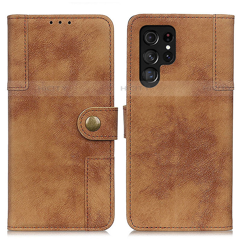 Coque Portefeuille Livre Cuir Etui Clapet A01D pour Samsung Galaxy S22 Ultra 5G Marron Plus