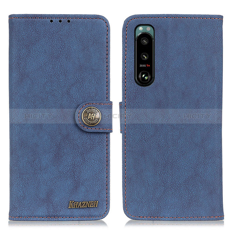 Coque Portefeuille Livre Cuir Etui Clapet A01D pour Sony Xperia 5 III SO-53B Bleu Plus