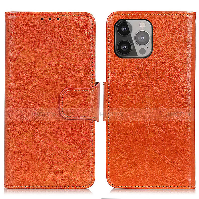 Coque Portefeuille Livre Cuir Etui Clapet A02 pour Apple iPhone 13 Pro Max Orange Plus