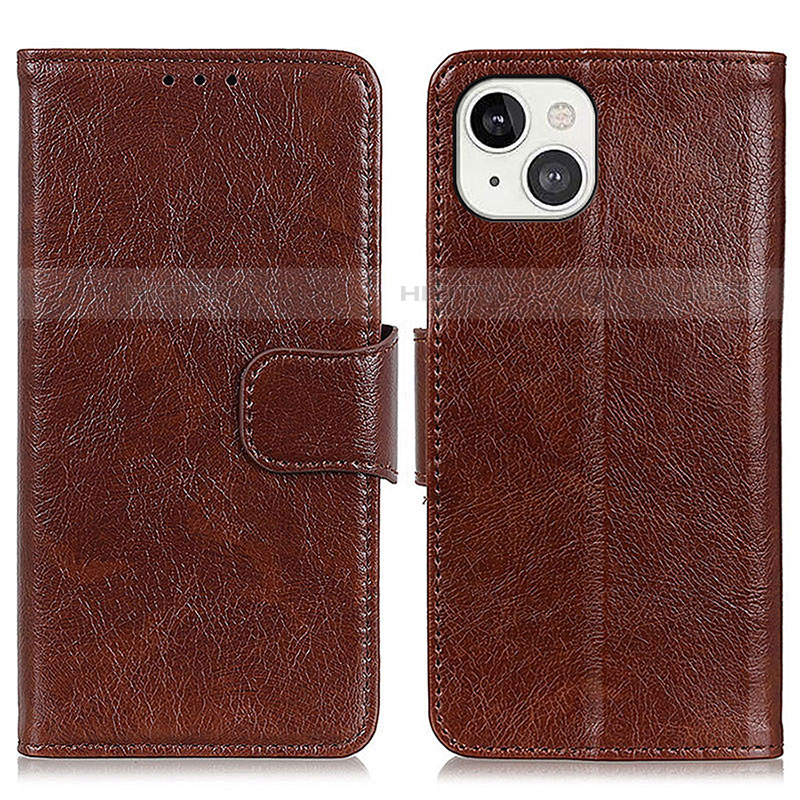 Coque Portefeuille Livre Cuir Etui Clapet A02 pour Apple iPhone 14 Marron Plus