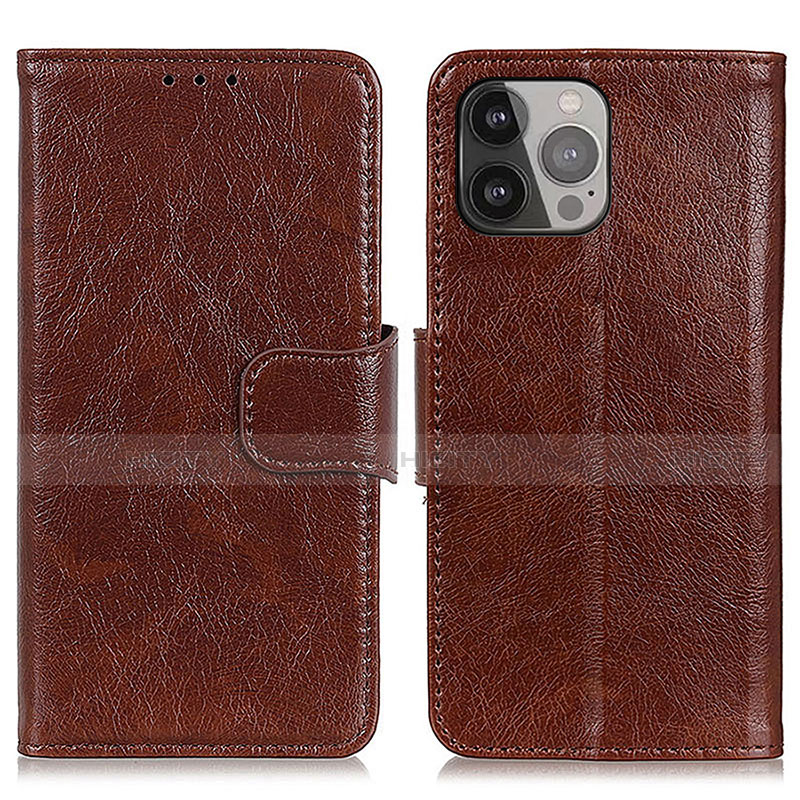 Coque Portefeuille Livre Cuir Etui Clapet A02 pour Apple iPhone 15 Pro Marron Plus