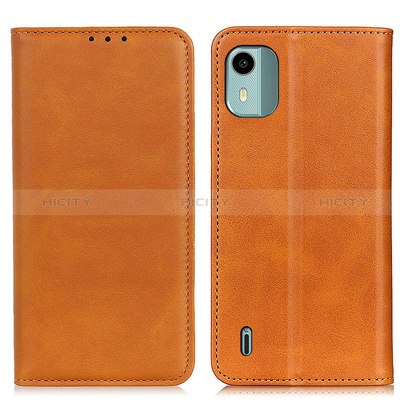 Coque Portefeuille Livre Cuir Etui Clapet A02D pour Nokia C12 Brun Clair Plus