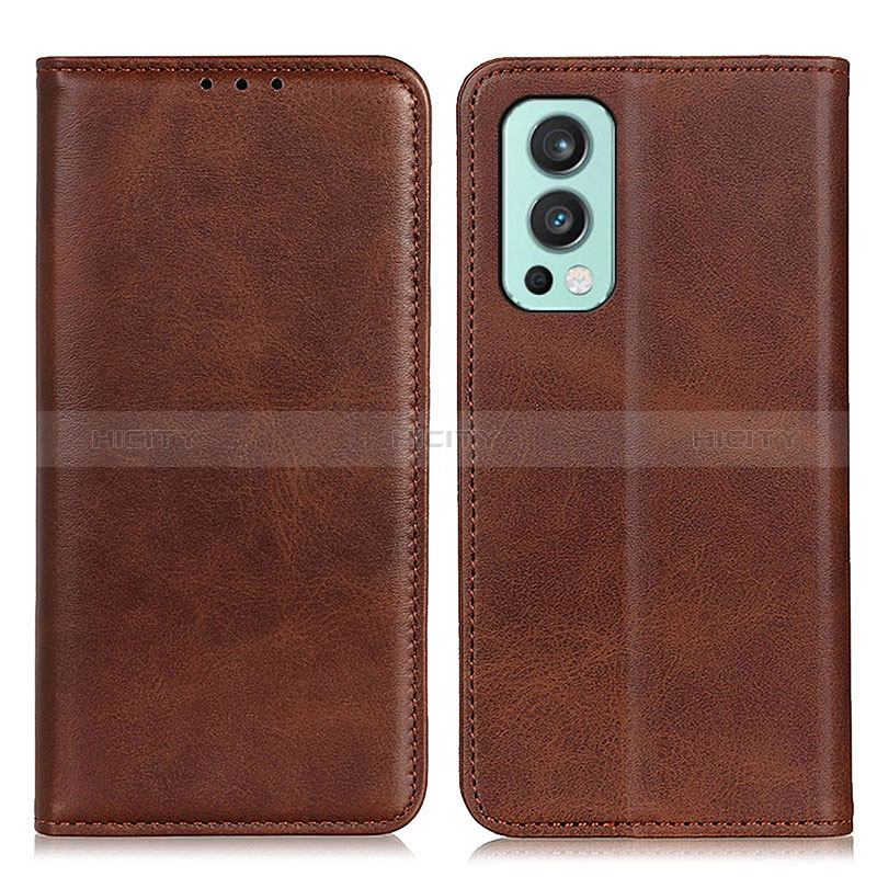 Coque Portefeuille Livre Cuir Etui Clapet A02D pour OnePlus Nord 2 5G Marron Plus