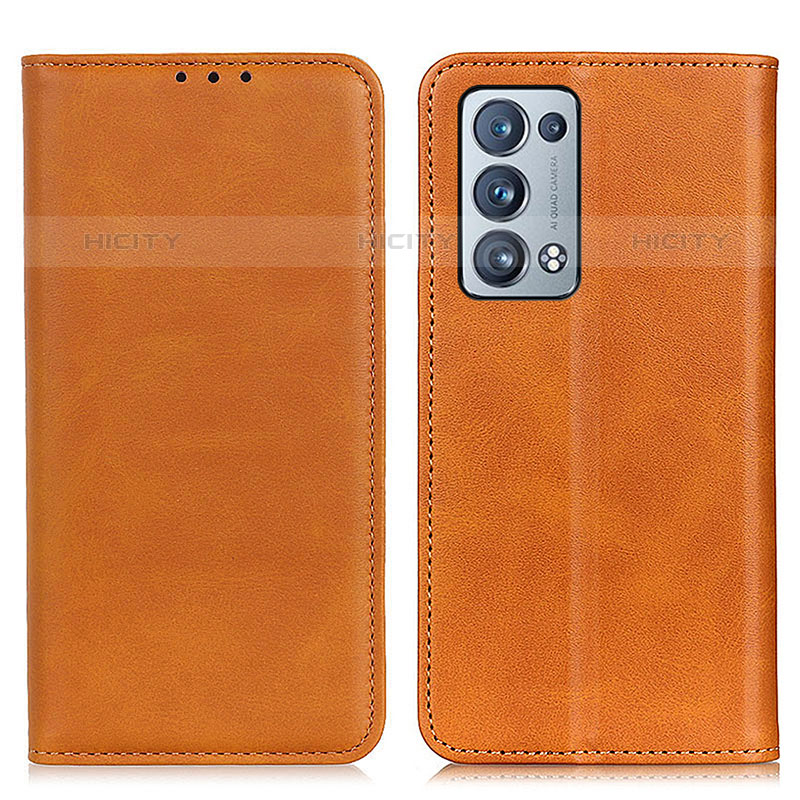 Coque Portefeuille Livre Cuir Etui Clapet A02D pour Oppo Reno6 Pro 5G Brun Clair Plus