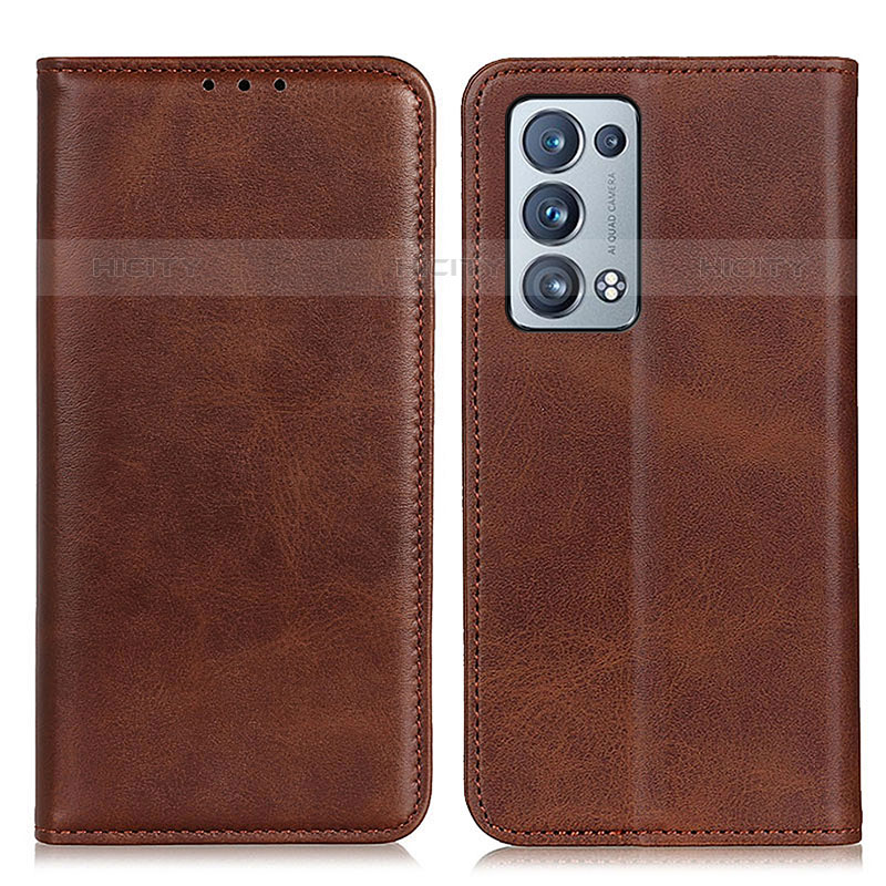 Coque Portefeuille Livre Cuir Etui Clapet A02D pour Oppo Reno6 Pro 5G Marron Plus