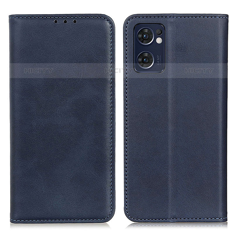 Coque Portefeuille Livre Cuir Etui Clapet A02D pour Oppo Reno7 5G Bleu Plus