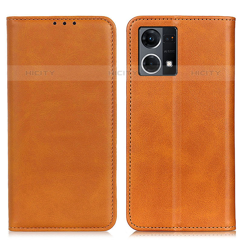 Coque Portefeuille Livre Cuir Etui Clapet A02D pour Oppo Reno8 4G Brun Clair Plus