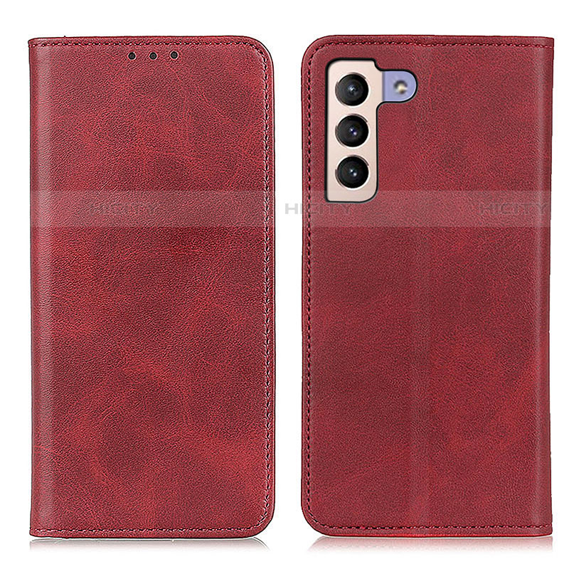 Coque Portefeuille Livre Cuir Etui Clapet A02D pour Samsung Galaxy S21 FE 5G Rouge Plus