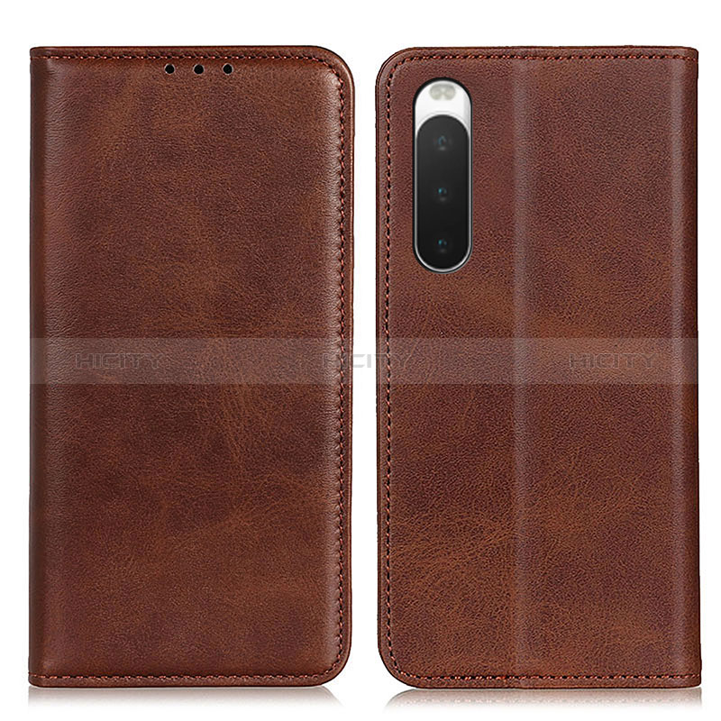 Coque Portefeuille Livre Cuir Etui Clapet A02D pour Sony Xperia 10 IV Marron Plus