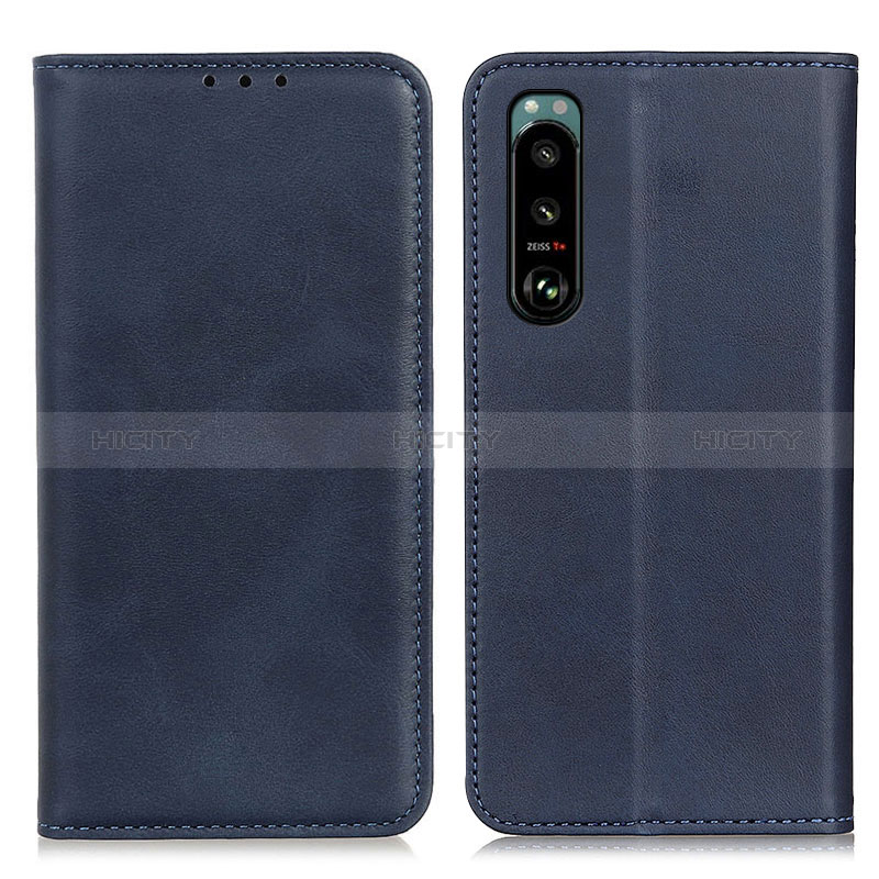 Coque Portefeuille Livre Cuir Etui Clapet A02D pour Sony Xperia 5 III SO-53B Bleu Plus