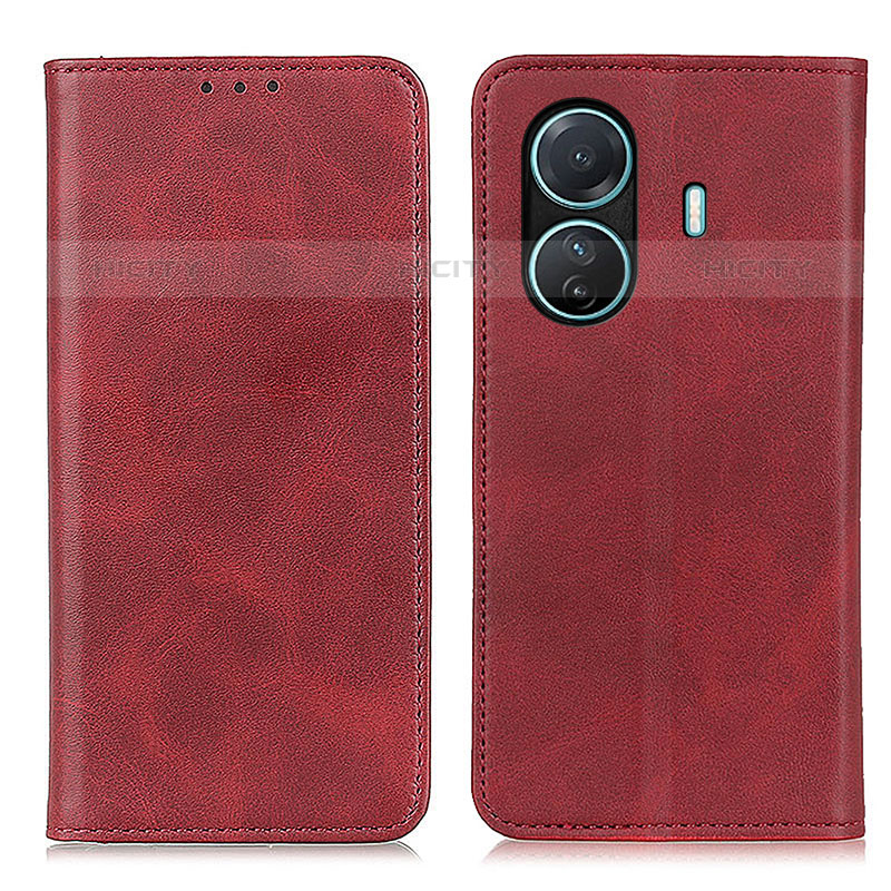 Coque Portefeuille Livre Cuir Etui Clapet A02D pour Vivo iQOO Z6 Pro 5G Rouge Plus