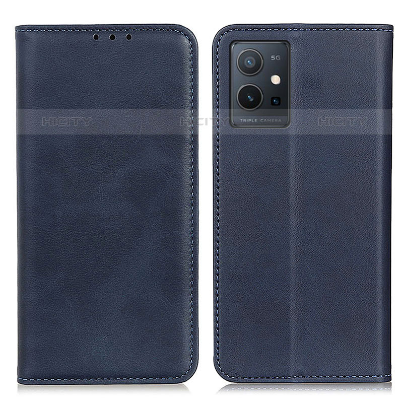 Coque Portefeuille Livre Cuir Etui Clapet A02D pour Vivo T1 5G India Bleu Plus