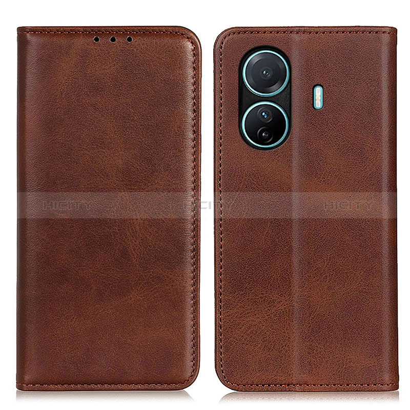 Coque Portefeuille Livre Cuir Etui Clapet A02D pour Vivo T1 5G Marron Plus