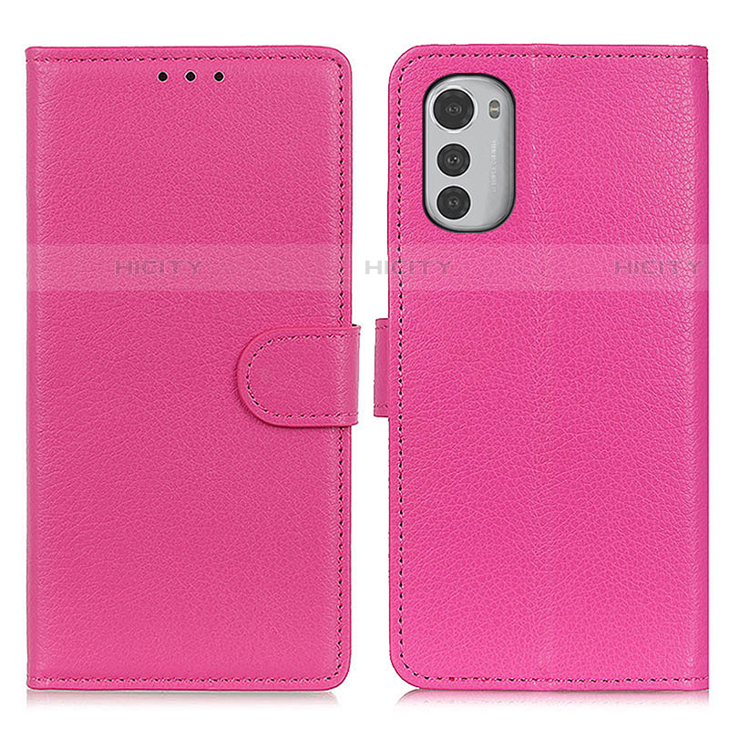 Coque Portefeuille Livre Cuir Etui Clapet A03D pour Motorola Moto E32 Rose Rouge Plus