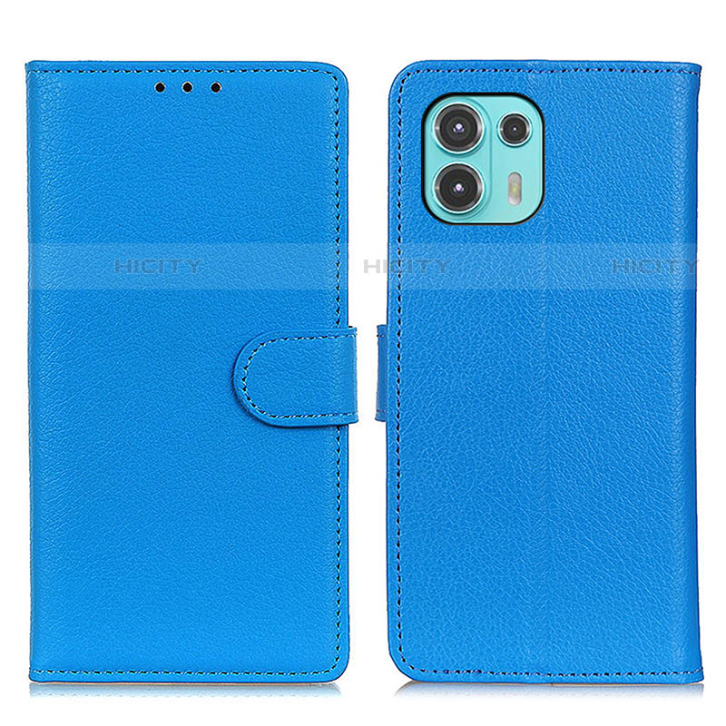 Coque Portefeuille Livre Cuir Etui Clapet A03D pour Motorola Moto Edge 20 Lite 5G Bleu Ciel Plus