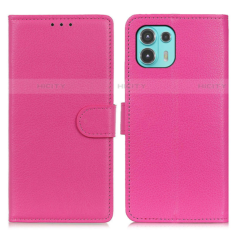 Coque Portefeuille Livre Cuir Etui Clapet A03D pour Motorola Moto Edge 20 Lite 5G Rose Rouge Plus