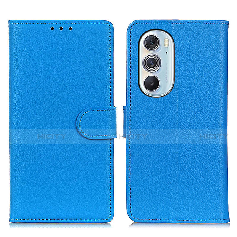 Coque Portefeuille Livre Cuir Etui Clapet A03D pour Motorola Moto Edge 30 Pro 5G Bleu Ciel Plus