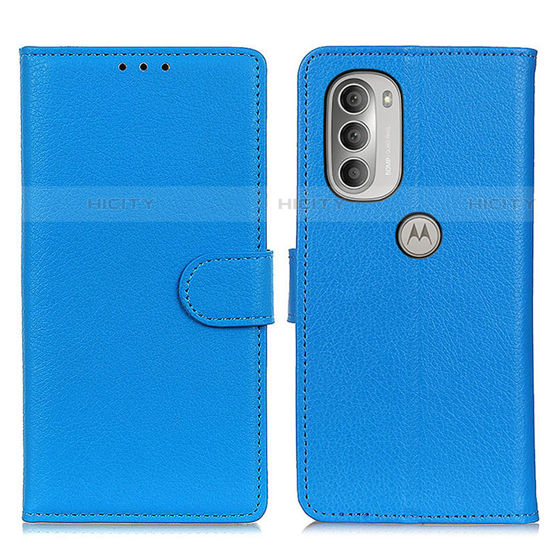 Coque Portefeuille Livre Cuir Etui Clapet A03D pour Motorola Moto G51 5G Bleu Ciel Plus