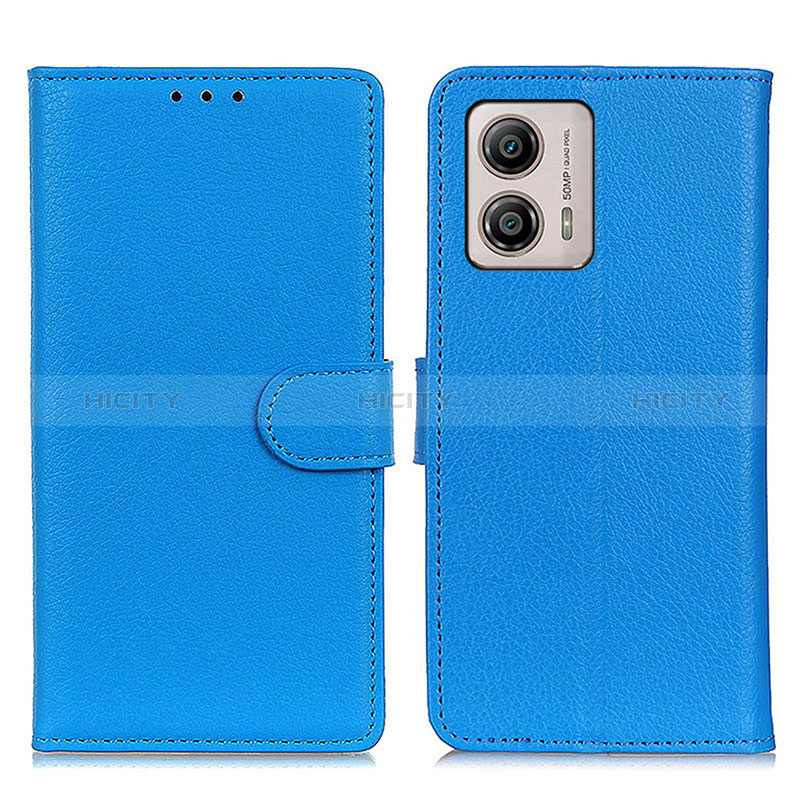 Coque Portefeuille Livre Cuir Etui Clapet A03D pour Motorola Moto G53y 5G Bleu Ciel Plus