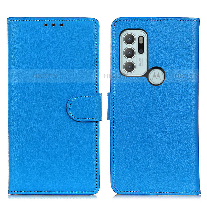 Coque Portefeuille Livre Cuir Etui Clapet A03D pour Motorola Moto G60s Bleu Ciel Plus