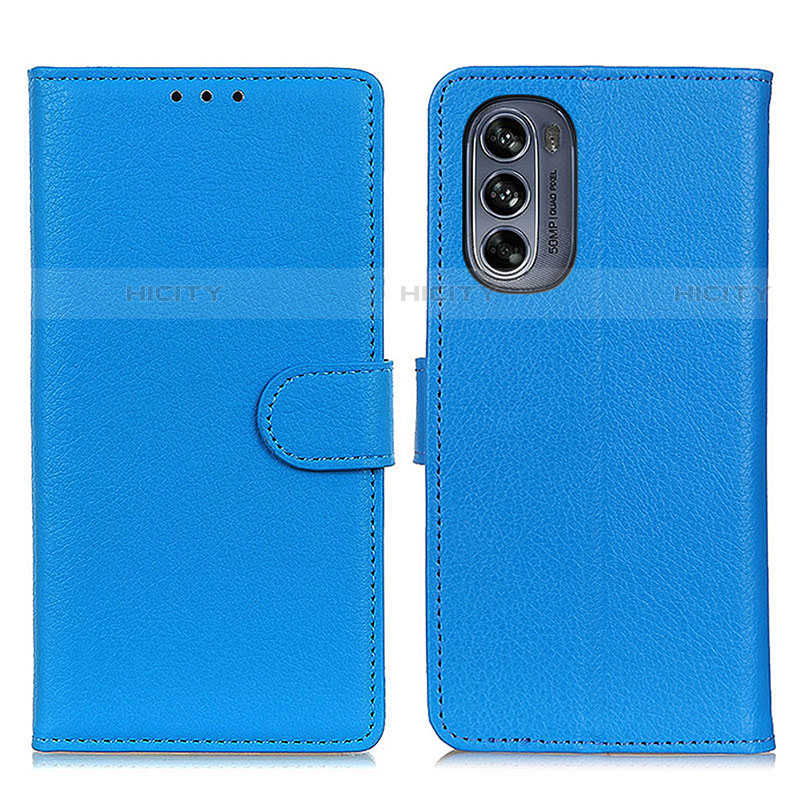 Coque Portefeuille Livre Cuir Etui Clapet A03D pour Motorola Moto G62 5G Bleu Ciel Plus