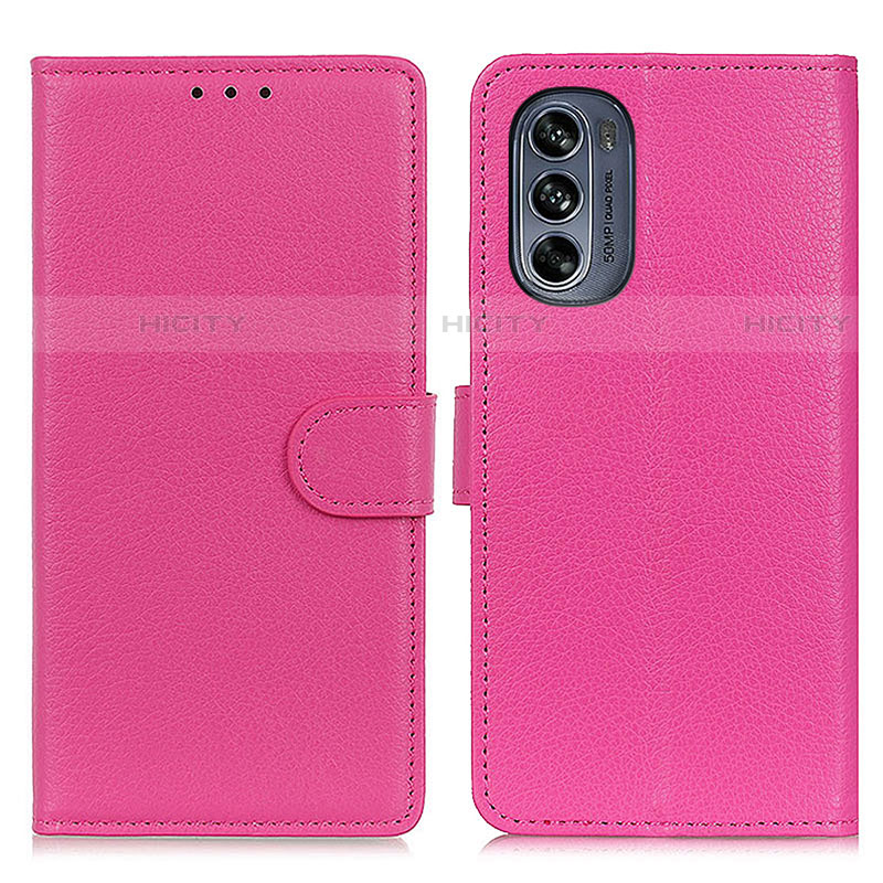 Coque Portefeuille Livre Cuir Etui Clapet A03D pour Motorola Moto G62 5G Rose Rouge Plus