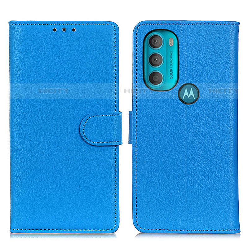 Coque Portefeuille Livre Cuir Etui Clapet A03D pour Motorola Moto G71 5G Bleu Ciel Plus