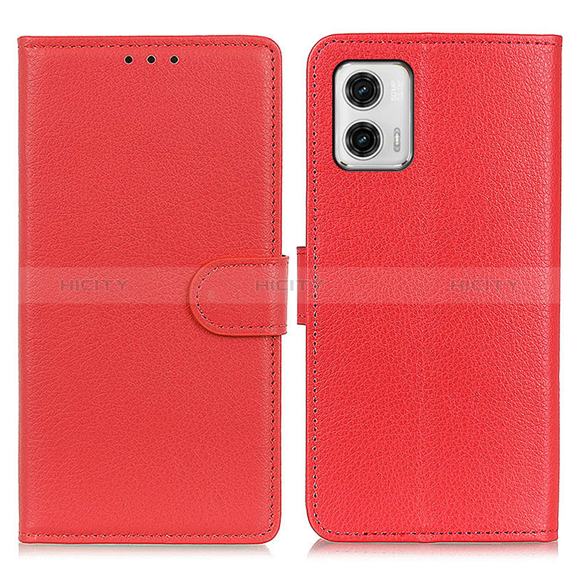 Coque Portefeuille Livre Cuir Etui Clapet A03D pour Motorola Moto G73 5G Rouge Plus