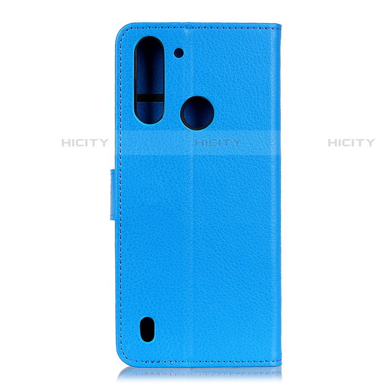 Coque Portefeuille Livre Cuir Etui Clapet A03D pour Motorola Moto One Fusion Bleu Ciel Plus