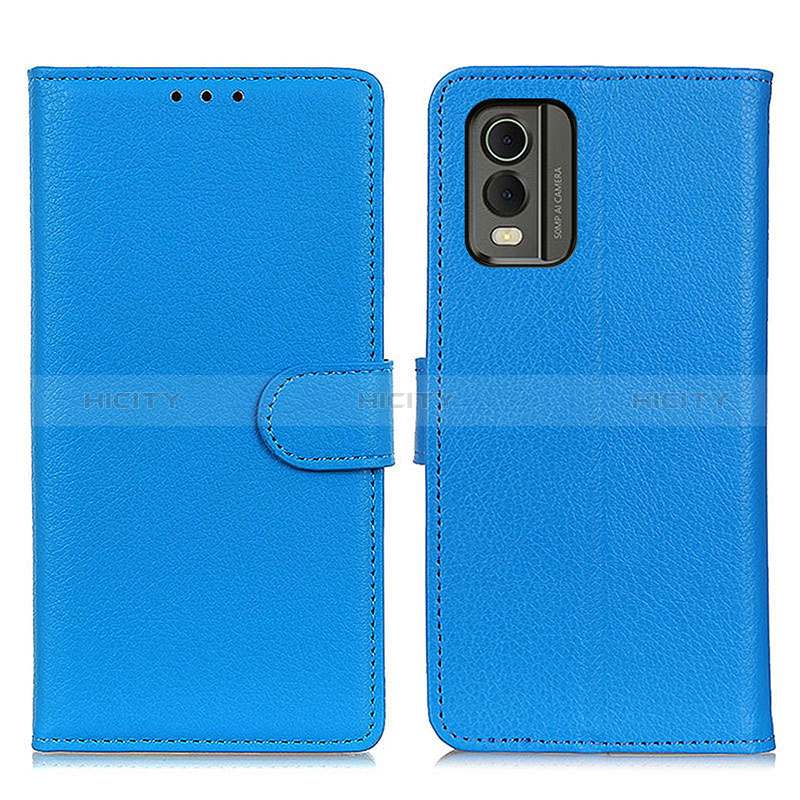 Coque Portefeuille Livre Cuir Etui Clapet A03D pour Nokia C210 Bleu Ciel Plus