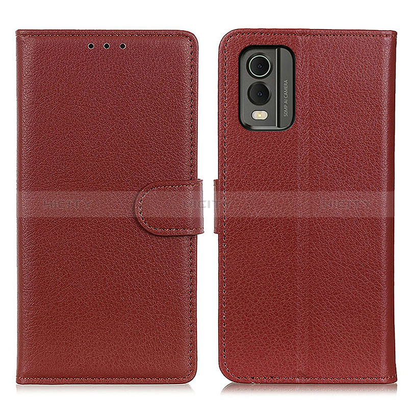 Coque Portefeuille Livre Cuir Etui Clapet A03D pour Nokia C210 Marron Plus