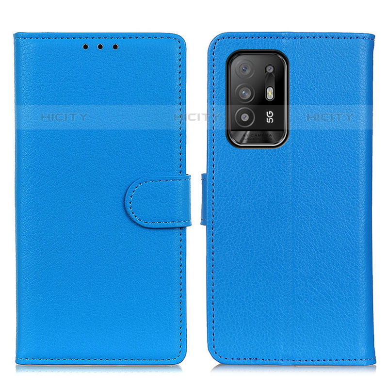 Coque Portefeuille Livre Cuir Etui Clapet A03D pour Oppo A94 5G Bleu Ciel Plus