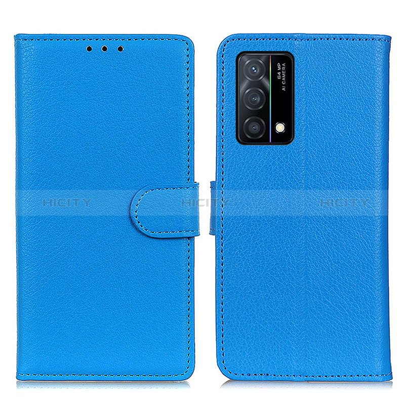 Coque Portefeuille Livre Cuir Etui Clapet A03D pour Oppo K9 5G Bleu Ciel Plus