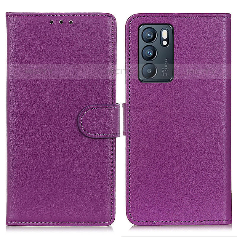 Coque Portefeuille Livre Cuir Etui Clapet A03D pour Oppo Reno6 5G Violet Plus