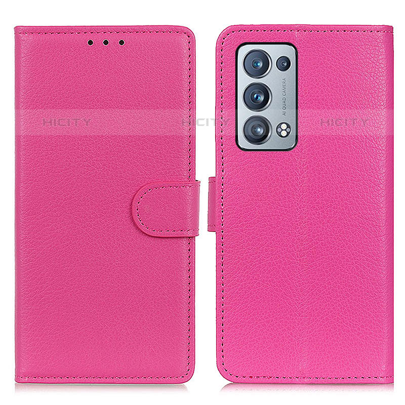 Coque Portefeuille Livre Cuir Etui Clapet A03D pour Oppo Reno6 Pro+ Plus 5G Rose Rouge Plus