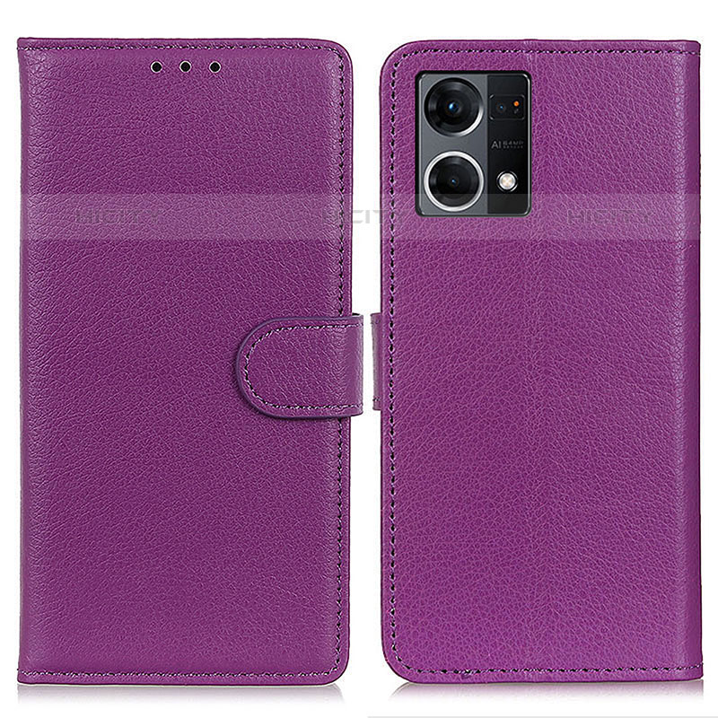 Coque Portefeuille Livre Cuir Etui Clapet A03D pour Oppo Reno7 4G Violet Plus