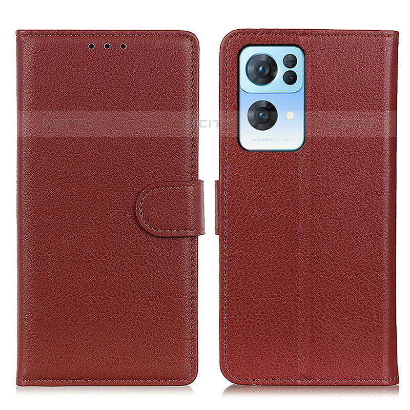 Coque Portefeuille Livre Cuir Etui Clapet A03D pour Oppo Reno7 Pro 5G Marron Plus