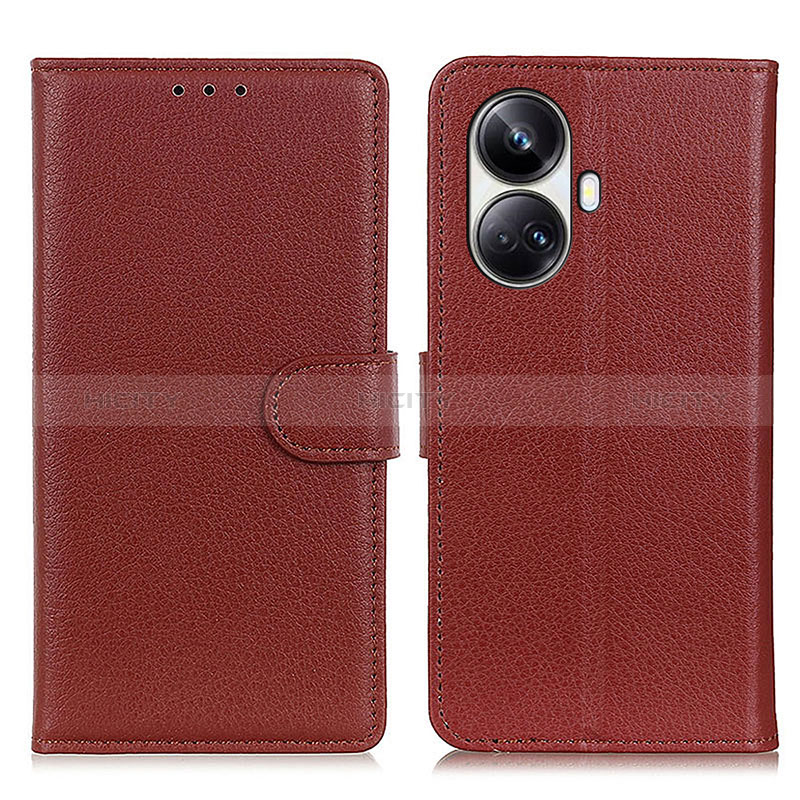 Coque Portefeuille Livre Cuir Etui Clapet A03D pour Realme 10 Pro+ Plus 5G Marron Plus