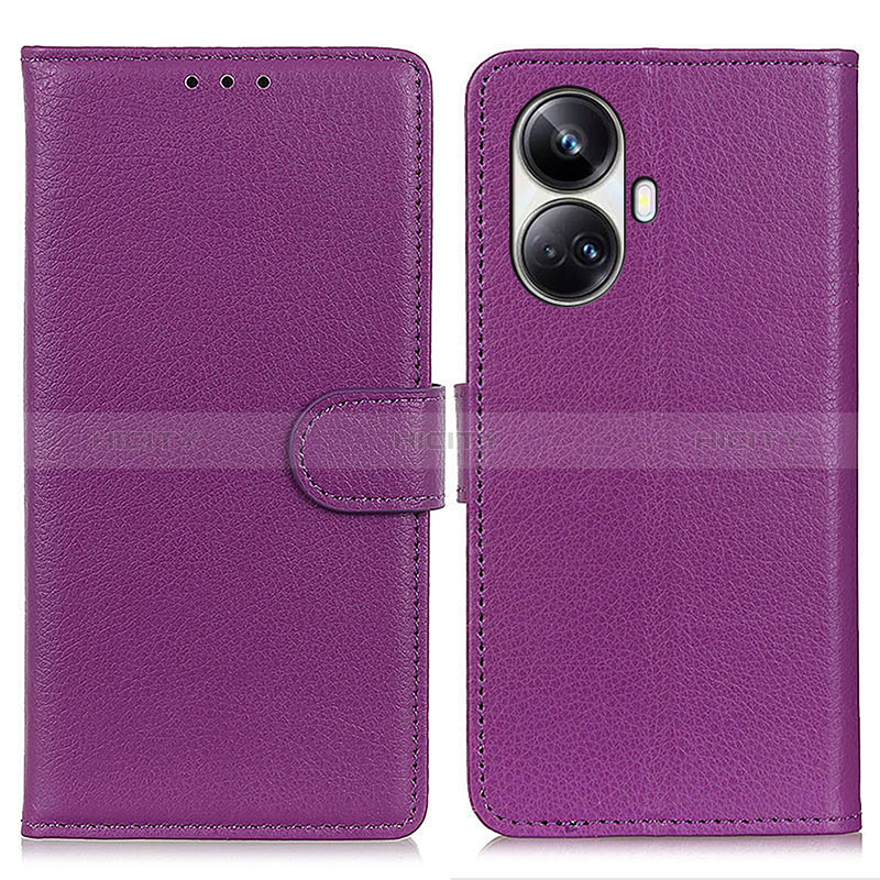 Coque Portefeuille Livre Cuir Etui Clapet A03D pour Realme 10 Pro+ Plus 5G Violet Plus