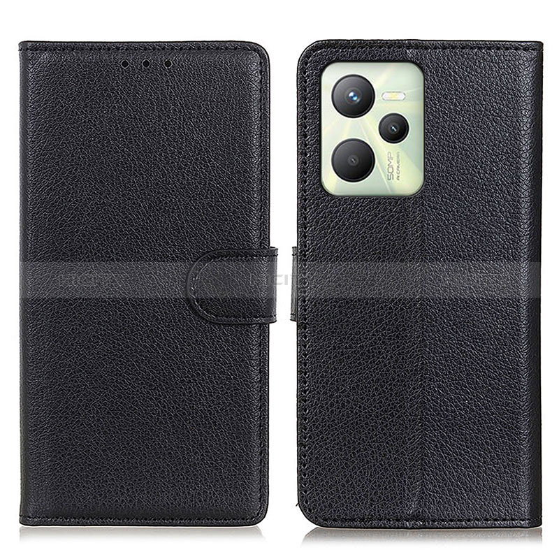 Coque Portefeuille Livre Cuir Etui Clapet A03D pour Realme C35 Noir Plus