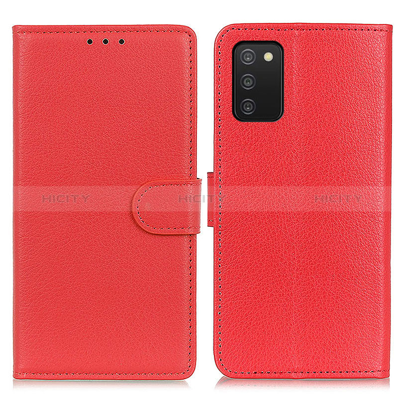 Coque Portefeuille Livre Cuir Etui Clapet A03D pour Samsung Galaxy A02s Rouge Plus