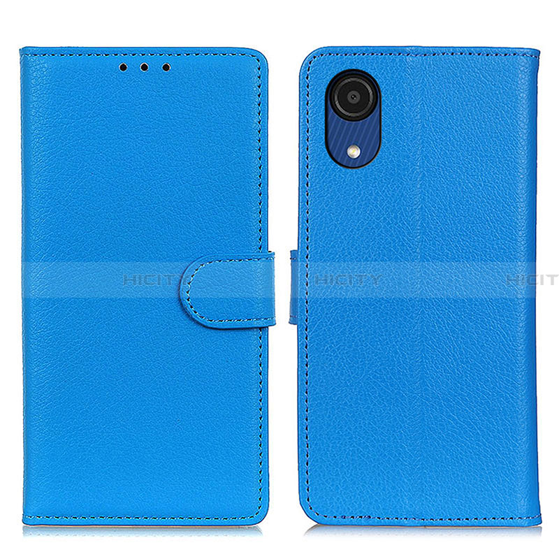 Coque Portefeuille Livre Cuir Etui Clapet A03D pour Samsung Galaxy A03 Core Bleu Ciel Plus