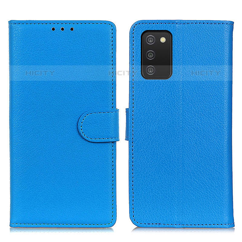 Coque Portefeuille Livre Cuir Etui Clapet A03D pour Samsung Galaxy M02s Bleu Ciel Plus