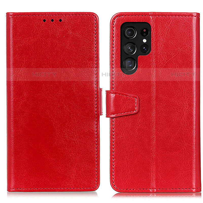 Coque Portefeuille Livre Cuir Etui Clapet A03D pour Samsung Galaxy S21 Ultra 5G Rouge Plus